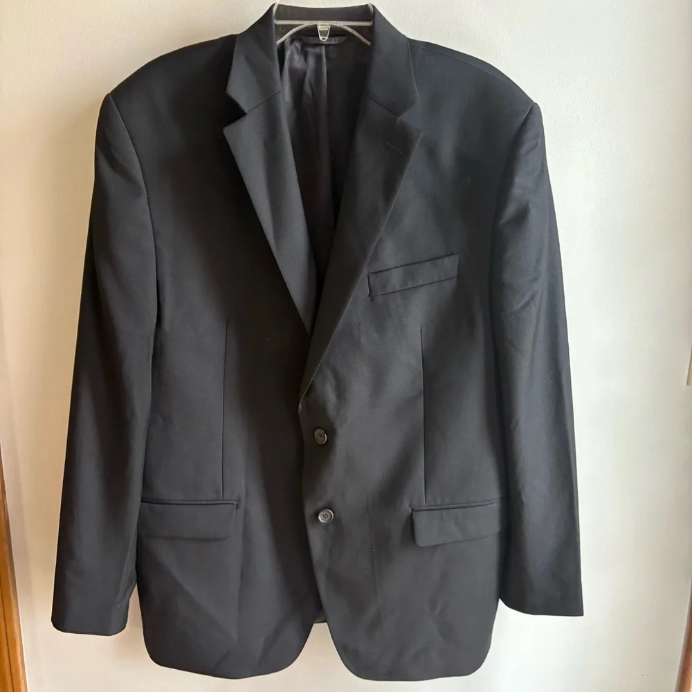 Lauren Ralph Lauren Size 42R Wool Career Notched Blazer Jacket Black